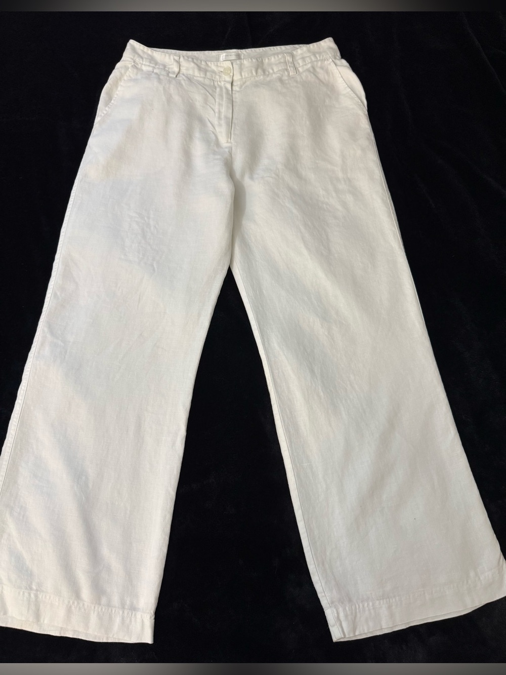 Isaac Mizrahi Women's Linen  Wide Leg Cropped Pants Size 14 White